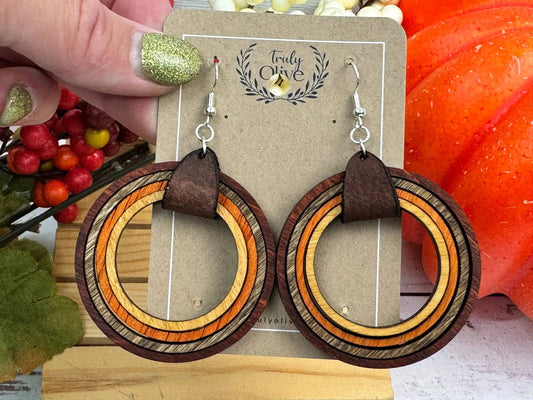 Truly Olive Nested Wood Hoop Earrings - Earrings Dangle Earrings