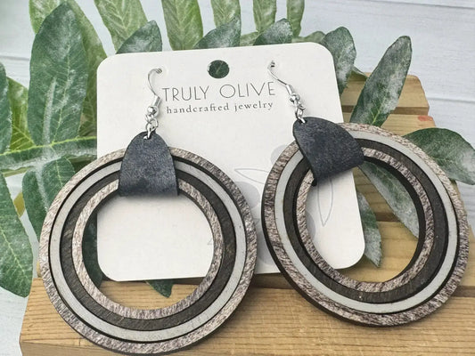 Truly Olive Wooden Boho Hoop Earrings - Earrings Dangle Earrings
