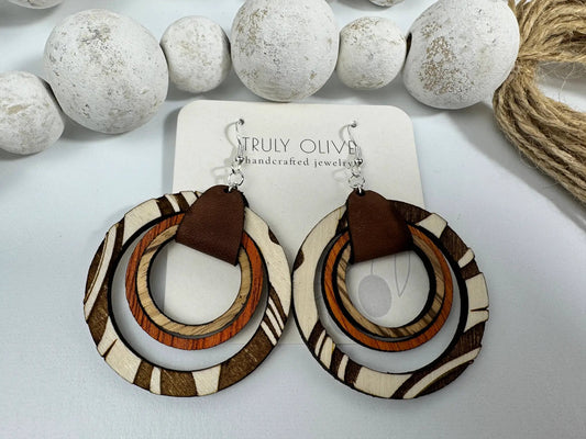 Truly Olive Wooden Hoop Earrings - Earrings Dangle Earrings