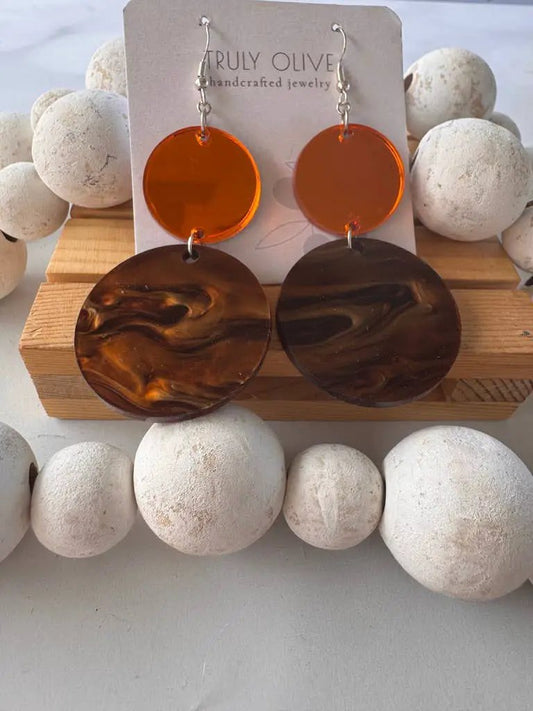 Truly Olive Brown and Orange Fall Dangle Earrings - Earrings Dangle Earrings