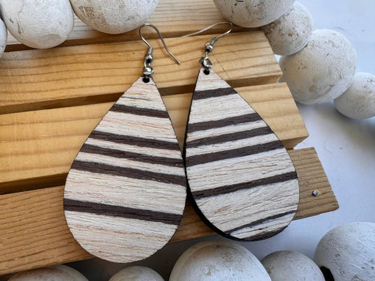 Truly Olive Natural Exotic Brazilian Oak Cafe Collection Wood Earrings - Earrings Hoop Earrings