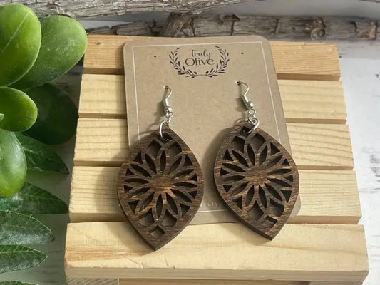 Truly Olive Bohemian Wooden Earrings - Earrings Dangle Earrings