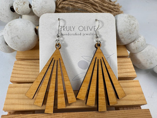 Truly Olive Wood Statement Earrings - Earrings Dangle Earrings