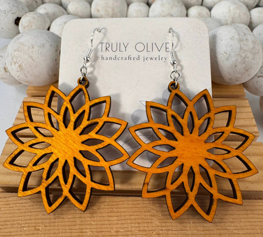 Truly Olive Boho Wooden Earrings - Earrings Dangle Earrings
