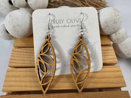 Truly Olive The Perfect Boho Mandala Wooden Earrings - Earrings Dangle Earrings