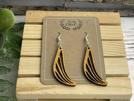 Truly Olive Discover the Charm of Geometric Small Wood Dangle Earrings - Earrings Dangle Earrings