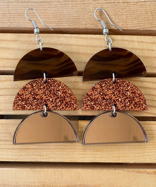 Truly Olive Gorgeous Brown and Rose Gold Dangle Earrings - Earrings Dangle Earrings