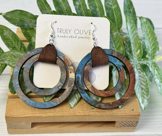 Truly Olive Colorful Blue Statement Hoop Earrings - Earrings Dangle Earrings