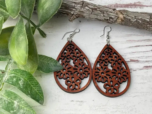 Truly Olive Geometric Wood Jewelry - Earrings Dangle Earrings