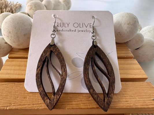 Truly Olive Delicately Crafted Wooden Earrings - Earrings Dangle Earrings