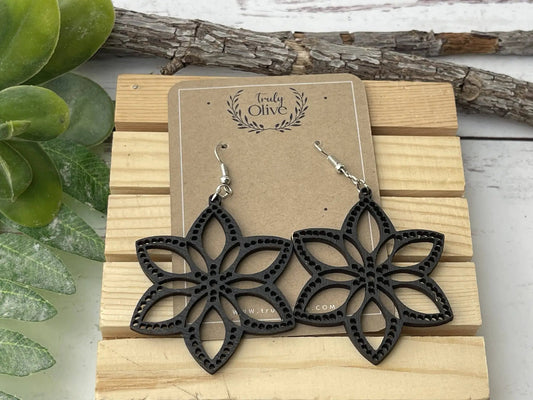 Truly Olive Introducing Lightweight Wood Earrings in a Large Star Shape - Earrings Dangle Earrings