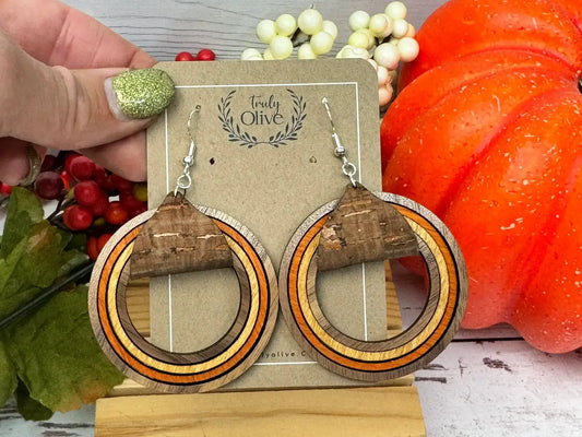 Truly Olive Wooden Nested Hoop Earrings - Earrings Dangle Earrings