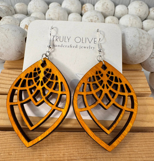 Truly Olive Handmade Filigree Wood Earrings - Earrings Dangle Earrings