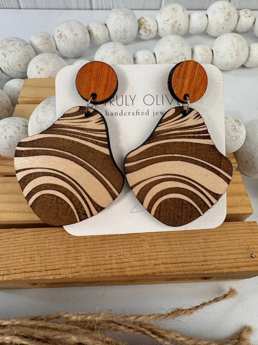 Truly Olive Wood Earrings Gift For Her - Earrings Dangle Earrings