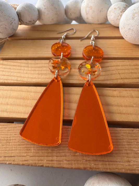 Truly Olive Orange Acrylic Confetti Drop Earrings - Earrings Dangle Earrings
