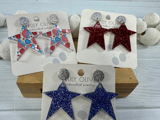 Star Spangled Patriotic Star Post Back Earrings