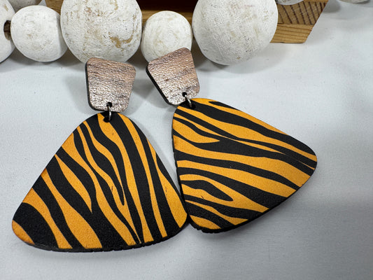 Exotic Reclaimed Wood Zebra Print Earrings