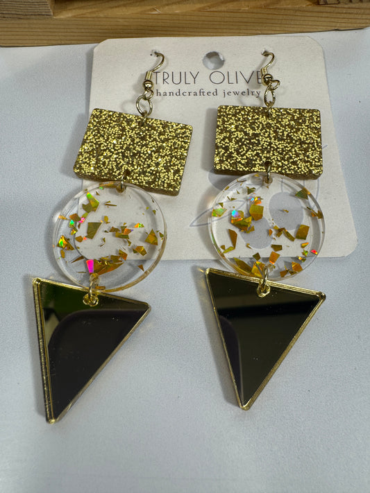 Gold Glitter Holiday Earrings