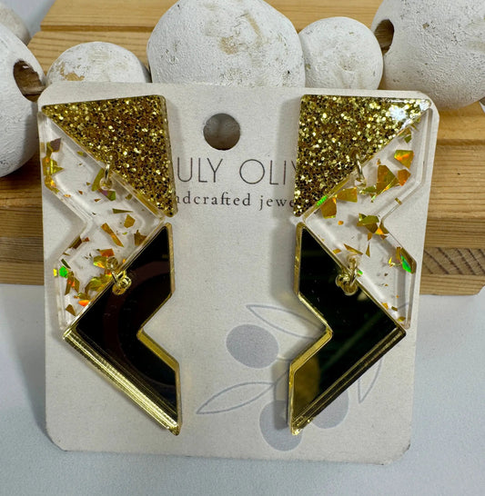 Truly Olive Crystal Gold Sparkly Holiday Earrings - Earrings Stud/Post Earrings