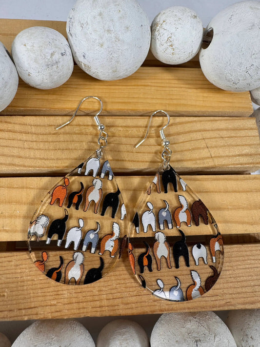 Truly Olive Adorable Acrylic Puppy Dog Butt Earrings - Earrings Dangle Earrings