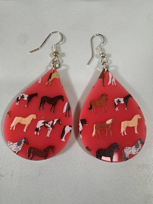 Truly Olive Adorable Acrylic Pink Horse Earrings - Earrings Dangle Earrings