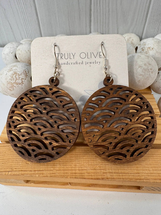 Truly Olive Discover the Elegance of Japanese Wood Hoop Earrings - Earrings Dangle Earrings