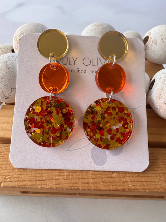 Truly Olive Dazzling Orange and Sparkly Fall Dangle Earrings - Earrings Dangle Earrings