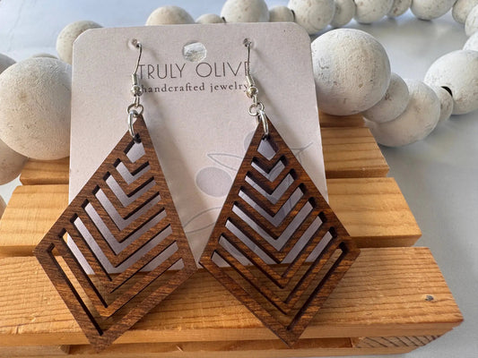 Truly Olive Triangle Wood Earrings Exquisite Unique Accessories - Earrings Dangle Earrings