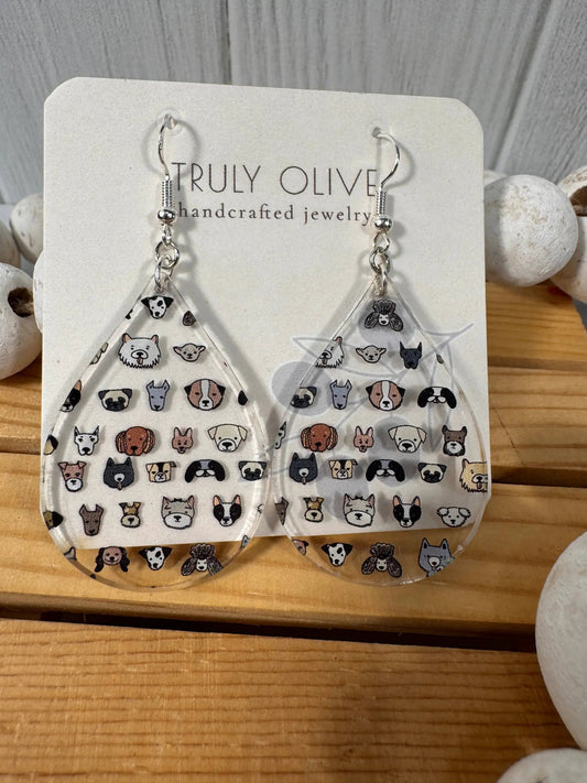 Truly Olive Adorable Acrylic Puppy Dog Face Earrings - Earrings Dangle Earrings