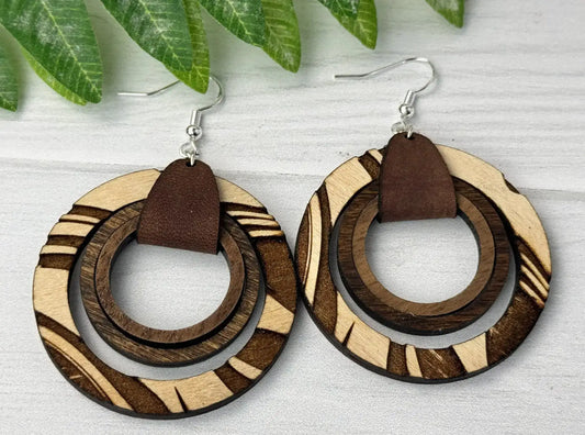 Truly Olive Wood Nested Hoop Earrings - Earrings Dangle Earrings