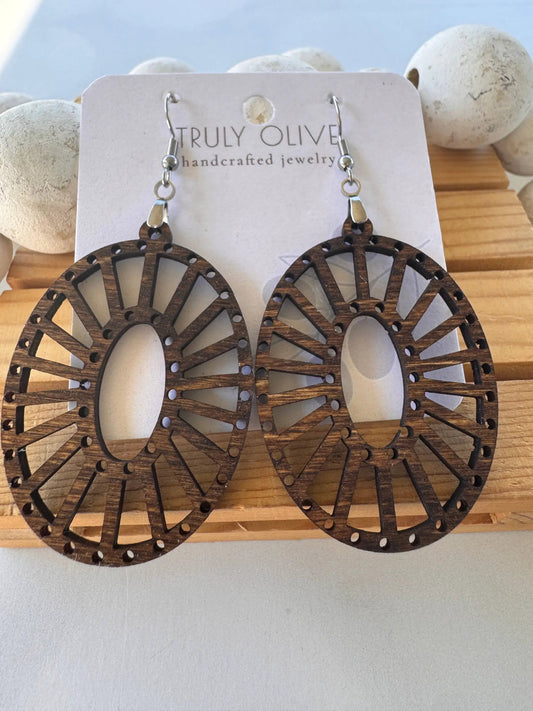 Truly Olive Lightweight Wooden Earrings All Day Wear - Earrings Dangle Earrings