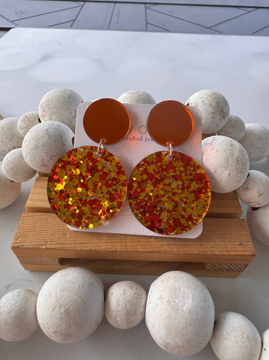Truly Olive Sparkly Fun Confetti Fall Dangle Earrings - Earrings Stud/Post Earrings