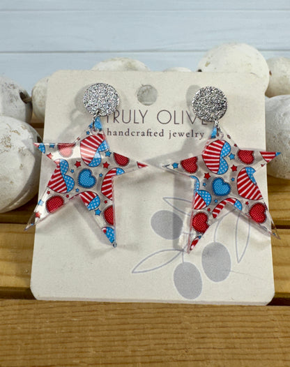 Star Spangled Patriotic Star Post Back Earrings