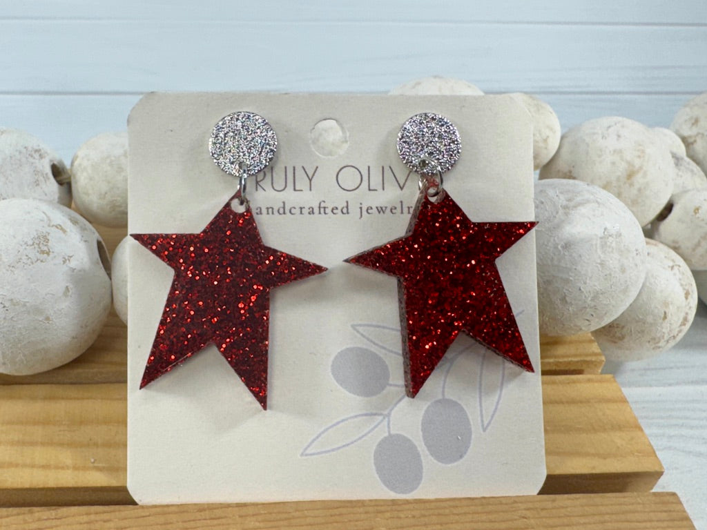 Star Spangled Patriotic Star Post Back Earrings