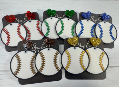 Team Color Baseball Earrings - Choose Your Team Color