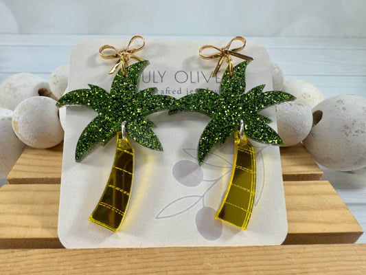 Summer Shimmer Palm Tree Earrings
