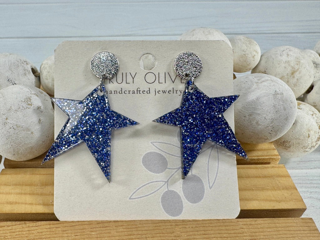 Star Spangled Patriotic Star Post Back Earrings