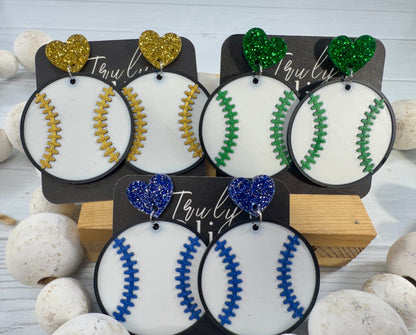Team Color Baseball Earrings - Choose Your Team Color