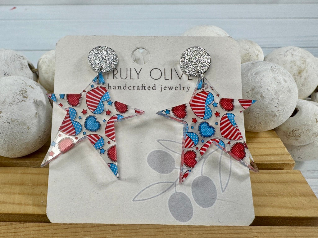 Star Spangled Patriotic Star Post Back Earrings
