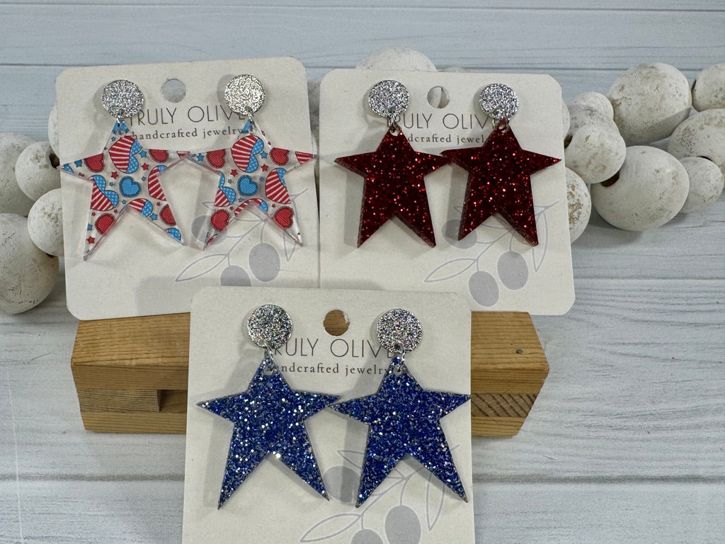 Star Spangled Patriotic Star Post Back Earrings