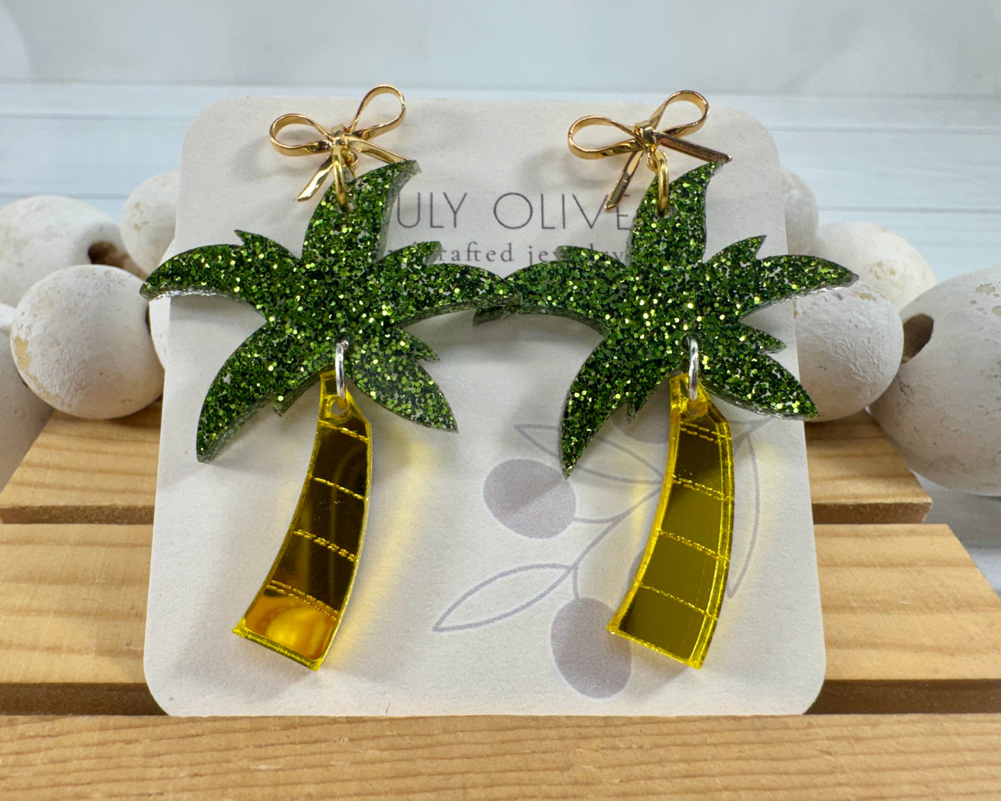 Summer Shimmer Palm Tree Earrings