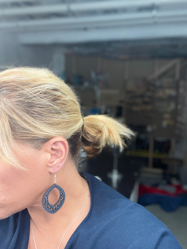 Stunning Wood Mandala Earrings in Unique Oval Shape