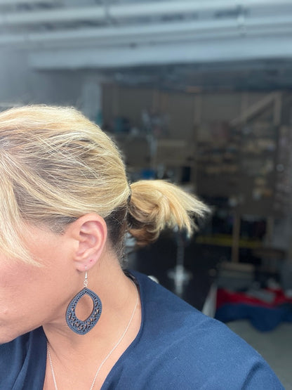 Stunning Wood Mandala Earrings in Unique Oval Shape