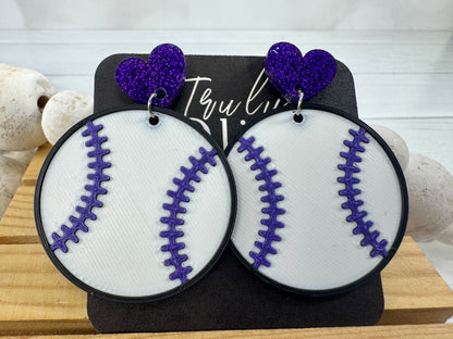 Team Color Baseball Earrings - Choose Your Team Color