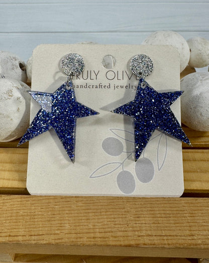 Star Spangled Patriotic Star Post Back Earrings