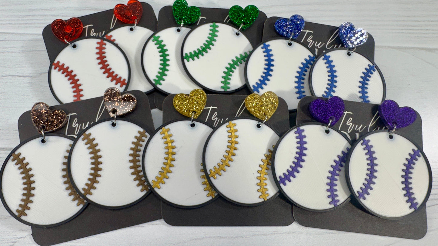 Team Color Baseball Earrings - Choose Your Team Color