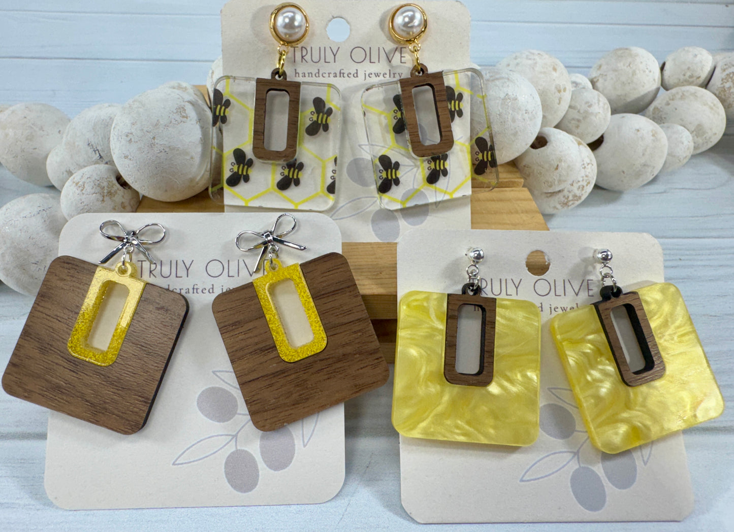 Yellow Bumble Bee Dangle Drop Earrings