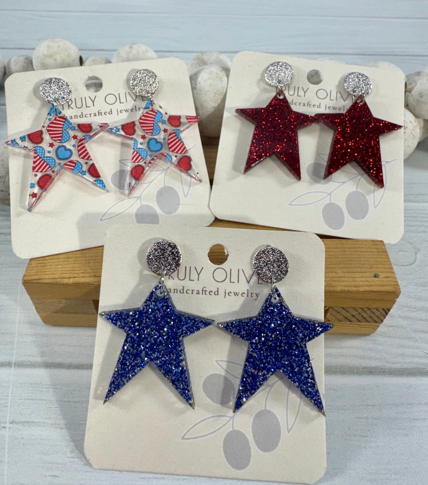 Star Spangled Patriotic Star Post Back Earrings