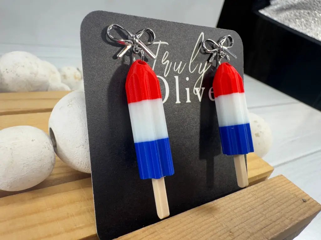 Truly Olive Patriotic Red, White & Blue Popsicle Earrings – Summer Statement Jewelry - Earrings Dangle Earrings