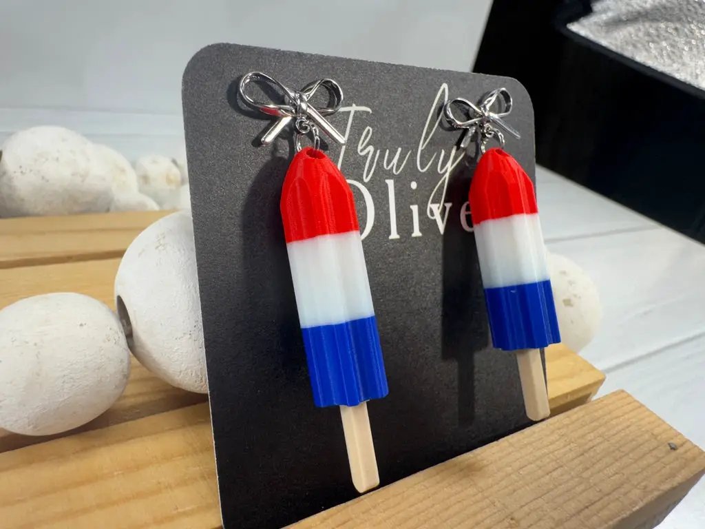 Truly Olive Patriotic Red, White & Blue Popsicle Earrings – Summer Statement Jewelry - Earrings Dangle Earrings